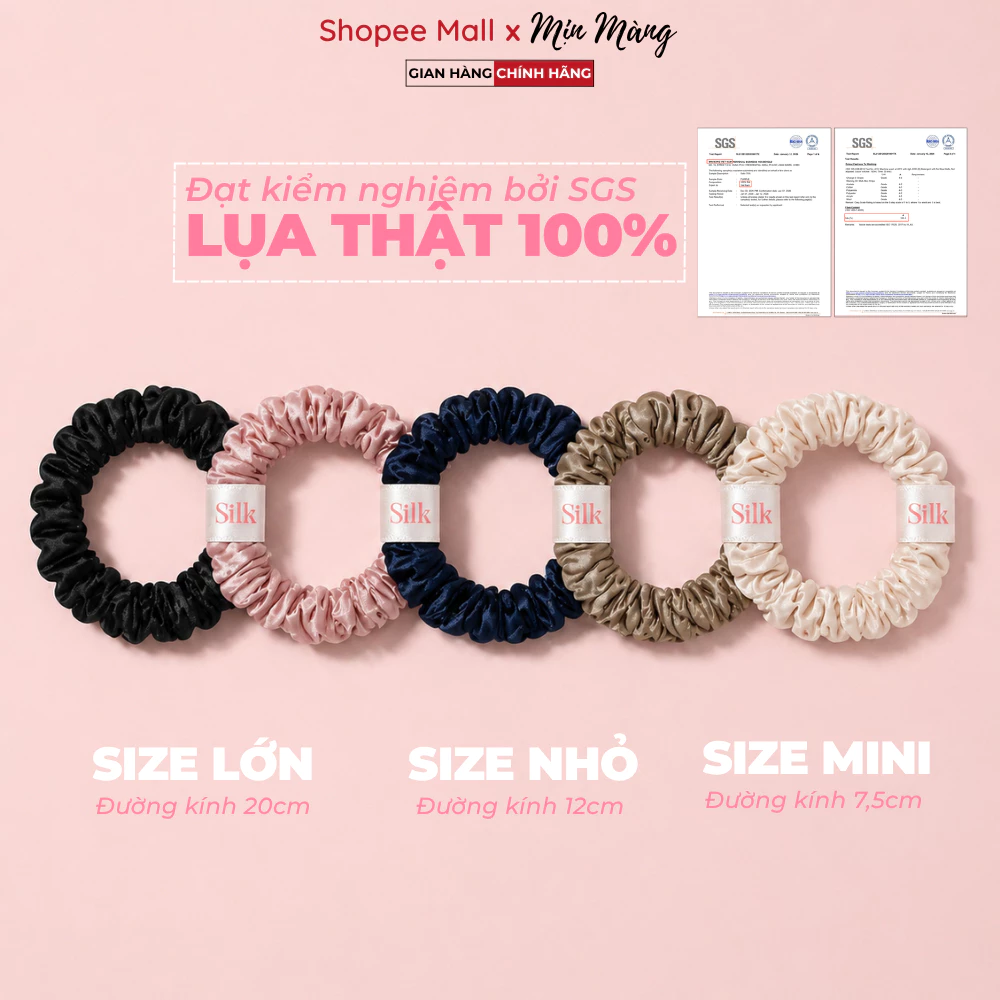 Dây Buộc Tóc Scrunchies Lụa Tơ Tằm Thật 100% Hà Đông Đạt Kiểm Nghiệm SGS May Thủ Công Không Gãy Tóc