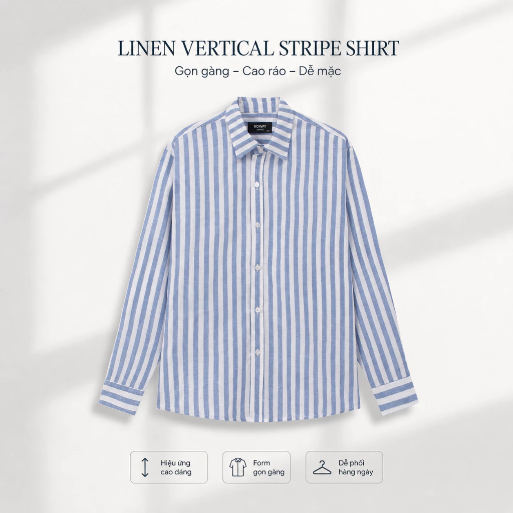 Áo sơ mi ROWAY form regular | dài tay linen