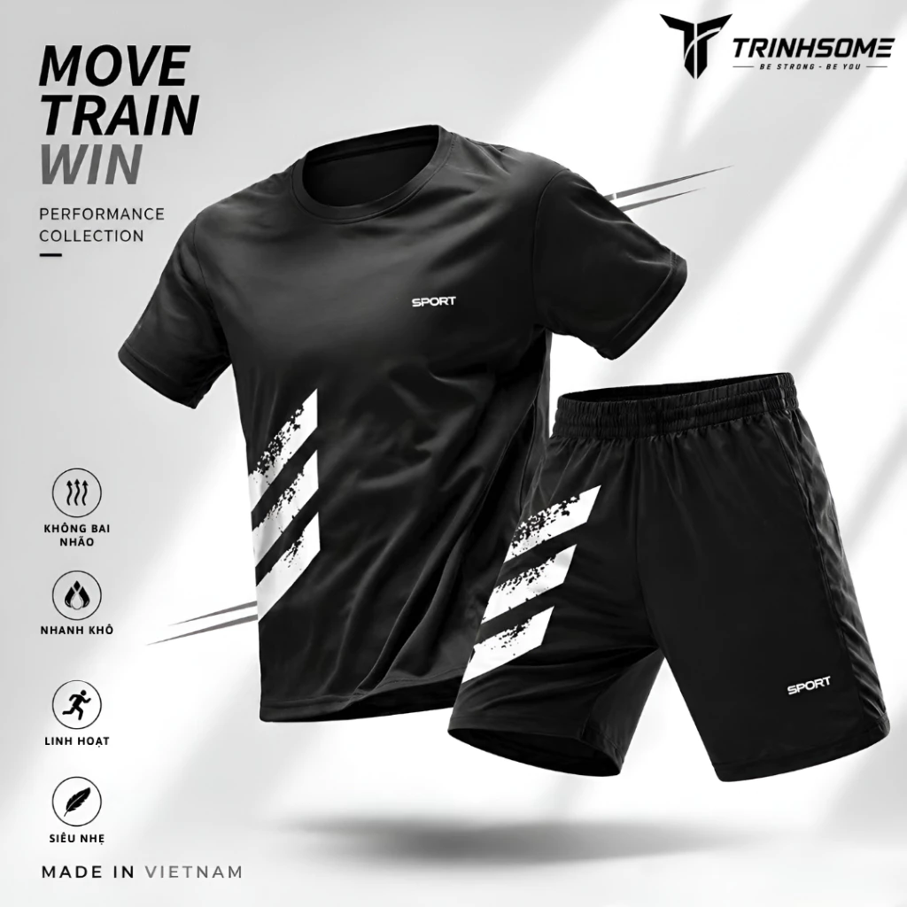 Bộ quần áo thể thao nam nữ, thoáng khí, mát mẻ, co dãn 4 chiều, gym, bóng đá.Mã: TM.02