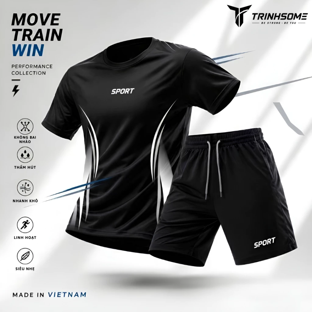 Bộ Đồ Quần Áo Thể Thao Nam Nữ, Sport Tập Thể Dục Chạy Bộ Tập Gym, Không Bai Nhão, Bền, Mát Mẻ, Co Dãn 4 chiều