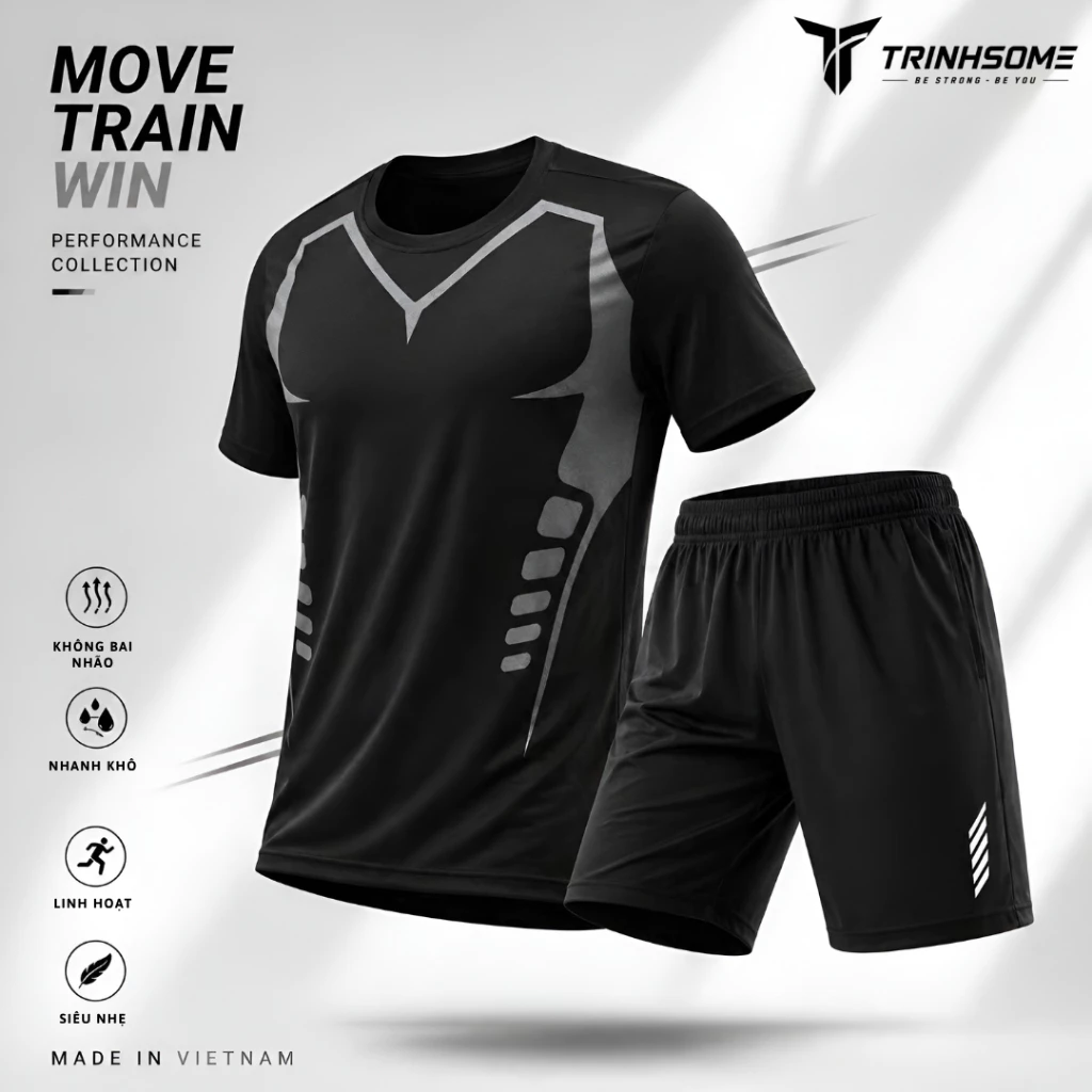 Bộ Thun Lạn Thể Thao  Mát Mẻ Cọc Tay Hè, Bộ Đồ Nam Cầu Lông Chạy Bộ Tập Gym, Đủ size S->2XL