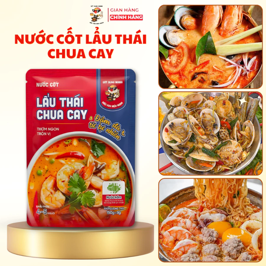 Nước Cốt Lẩu Thái Dung Mama chua cay bùng vị ngon chuẩn hàng quán, lẩu Thái, lẩu hải sản canh Tomyum