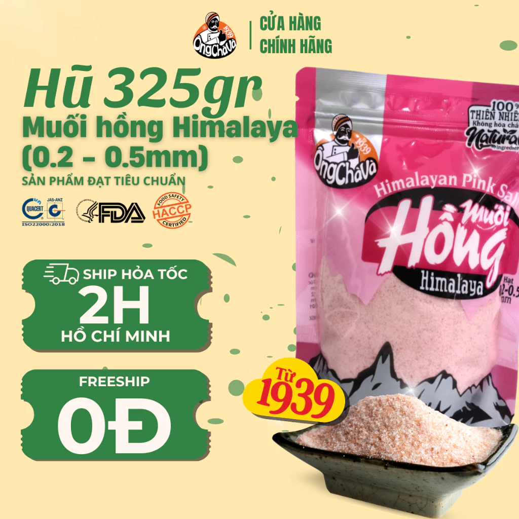 Muối hồng Himalaya Ông Chà Và 325gr (size 0.2mm-0.5mm)