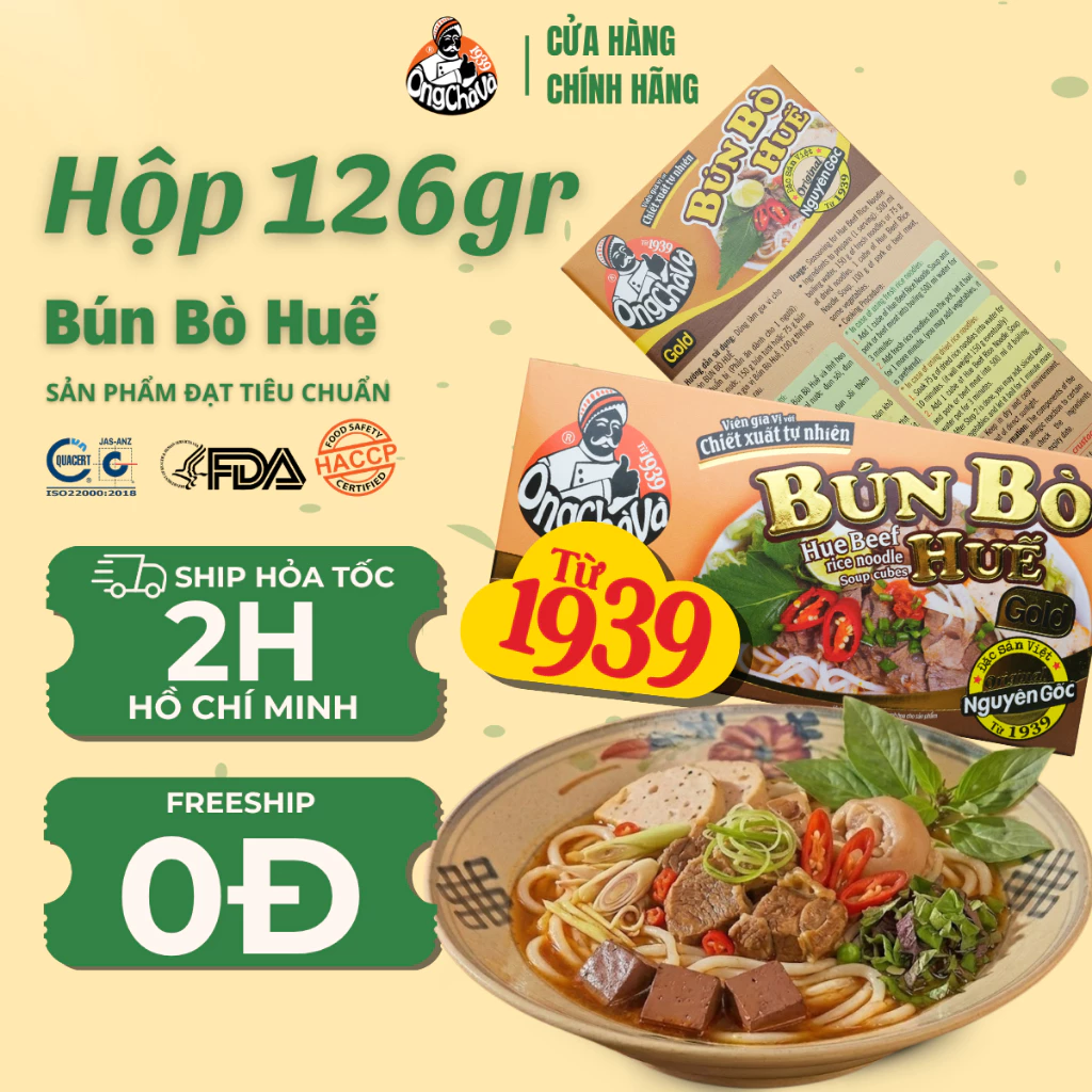 Viên Gia Vị Bún Bò Huế Ông Chà Và 126g (Hue Beef Rice Noodle Soup Cubes)
