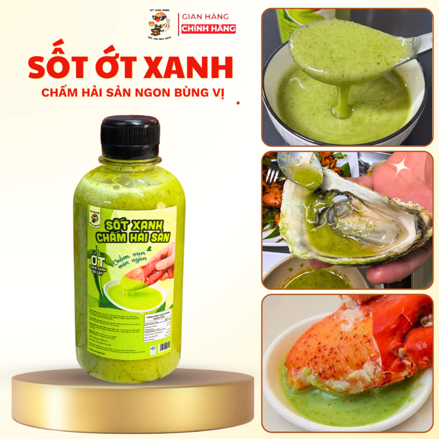 Sốt Ớt Xanh DungMama thơm cay nhẹ ngon chuẩn hàng quán, chấm hải sản rau thịt cá tôm củ quả đều ngon
