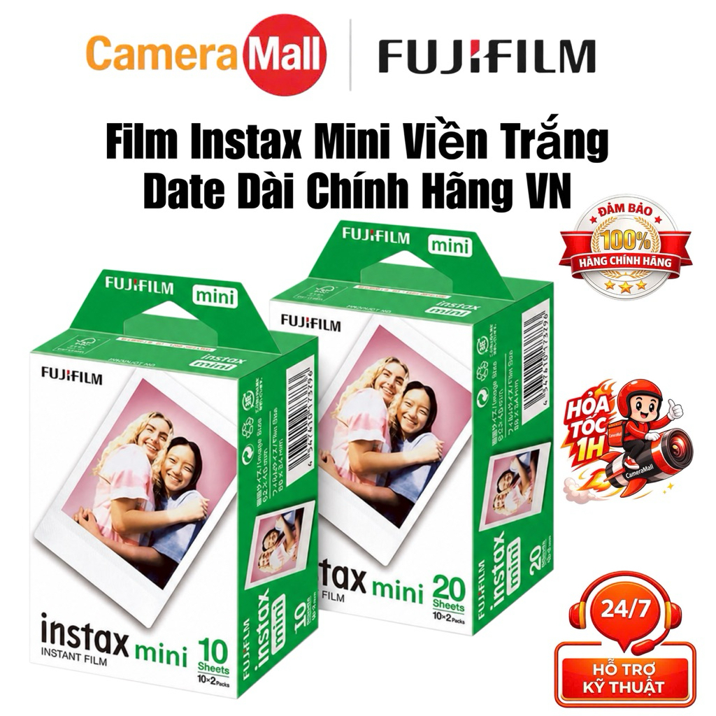 Film Fujifilm Instax Mini (20 Tấm/10Tấm) – Date Mới 12/2027 Phim Instax Mini…