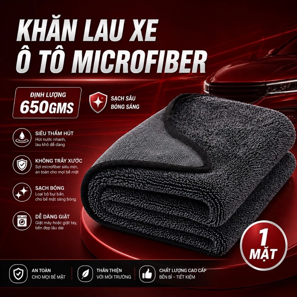 Khăn Lau Xe Ô Tô Superfine Fiber 650gsm Siêu Thấm Hút Khăn Lau Xe Cao Cấp Không Trầy Xước, Lau Kính – Nội Thất – Đa Năng