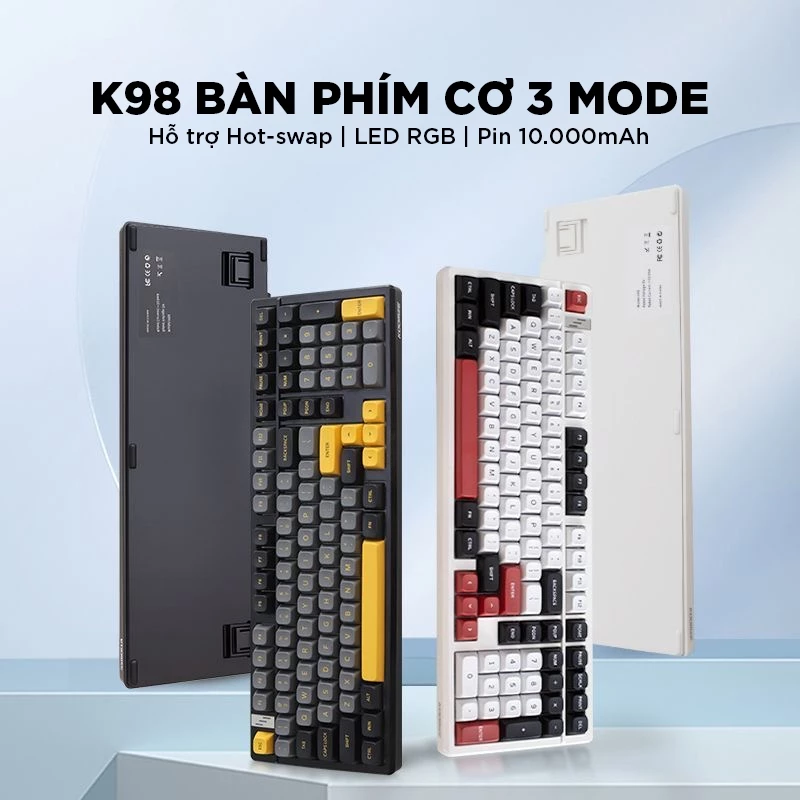 Bàn phím cơ Không dây ONIKUMA gaming k98Pro Bluetooth Silent Switch LED RGB Hotswap cho máy tính/laptop Có APP tùy chỉnh