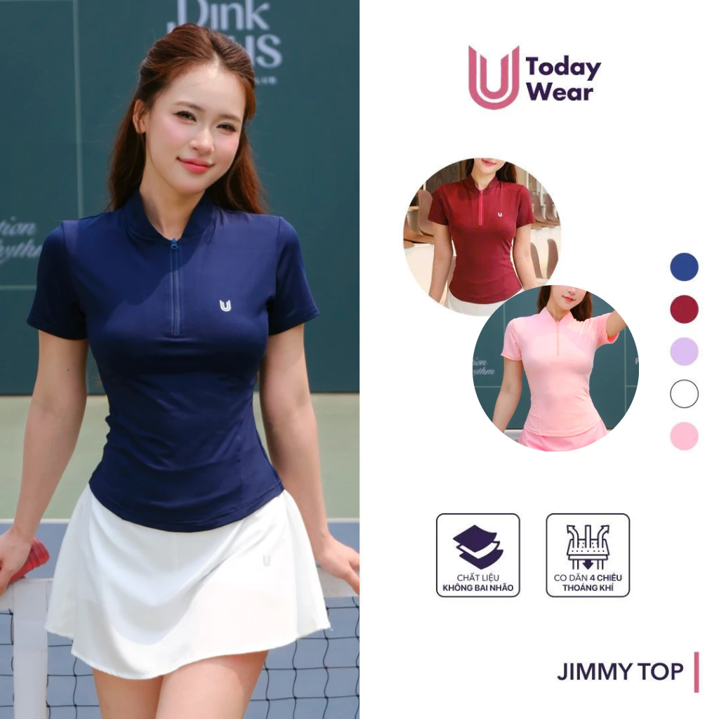 Áo thể thao tập pickeball nữ Jimmy Top Today U Wear thiết kế độc đáo chất liệu thoáng mát dễ vận động.