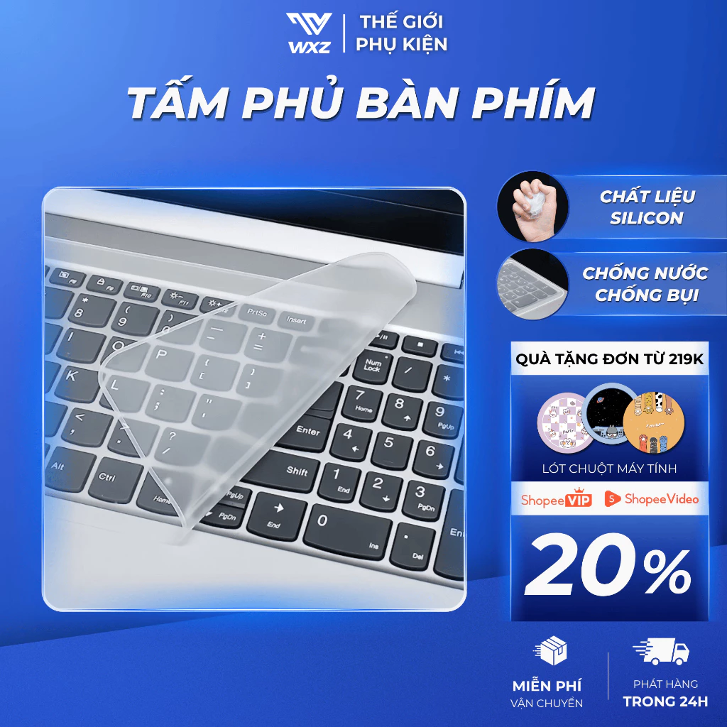Tấm Phủ Bàn Phím Silicon Cho Laptop Từ 13-17inch, Chống Nước, Chống Bụi Bẩn, Bảo Vệ Bàn Phím Laptop