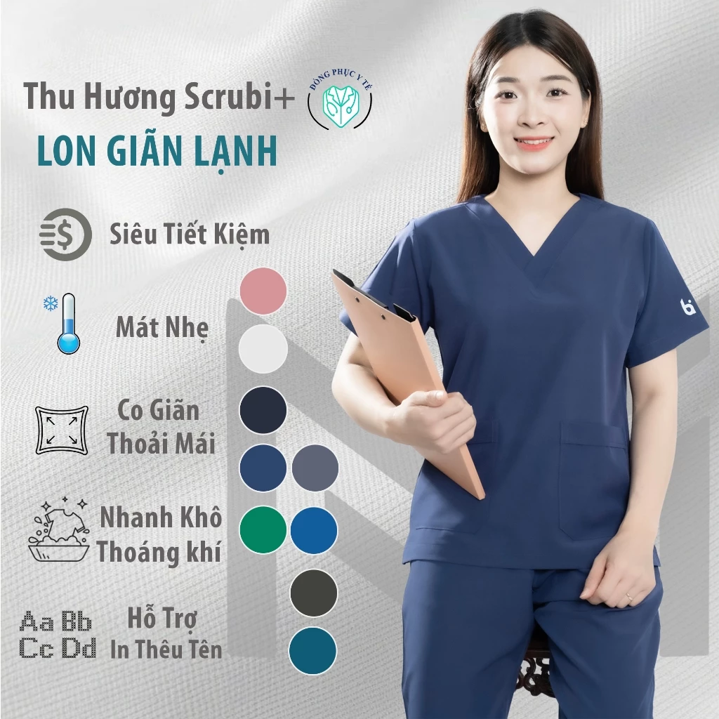 GIÁ XƯỞNG - Đồng phục Spa Vải Lon Co Giãn, Bộ quần áo y tế, Áo blue dược sĩ, Bộ Scrubs bác sĩ, Áo Blouse