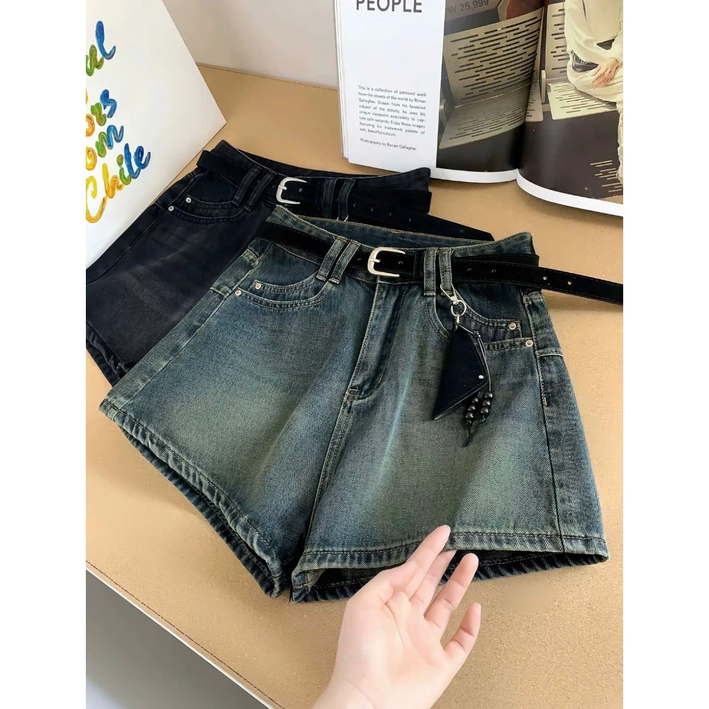 Combo 2 quần Short nữ jean mềm, Quần đùi jean nữ cạp khóa trơn 2 túi  basic tôn dáng (không kèm đai)