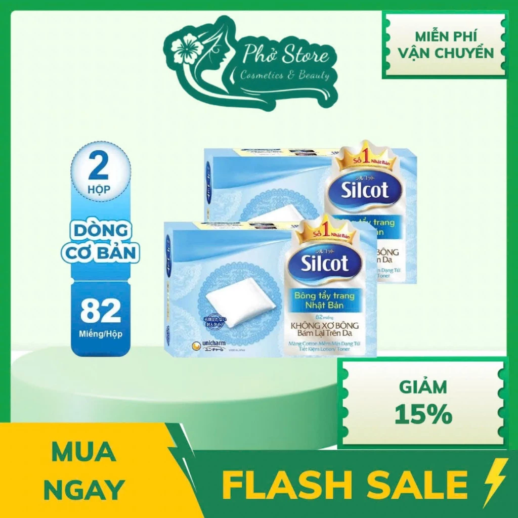 Bộ Combo2 hộp Bông trang điểm (bông tẩy trang) Silcot 82 miếng/hộp