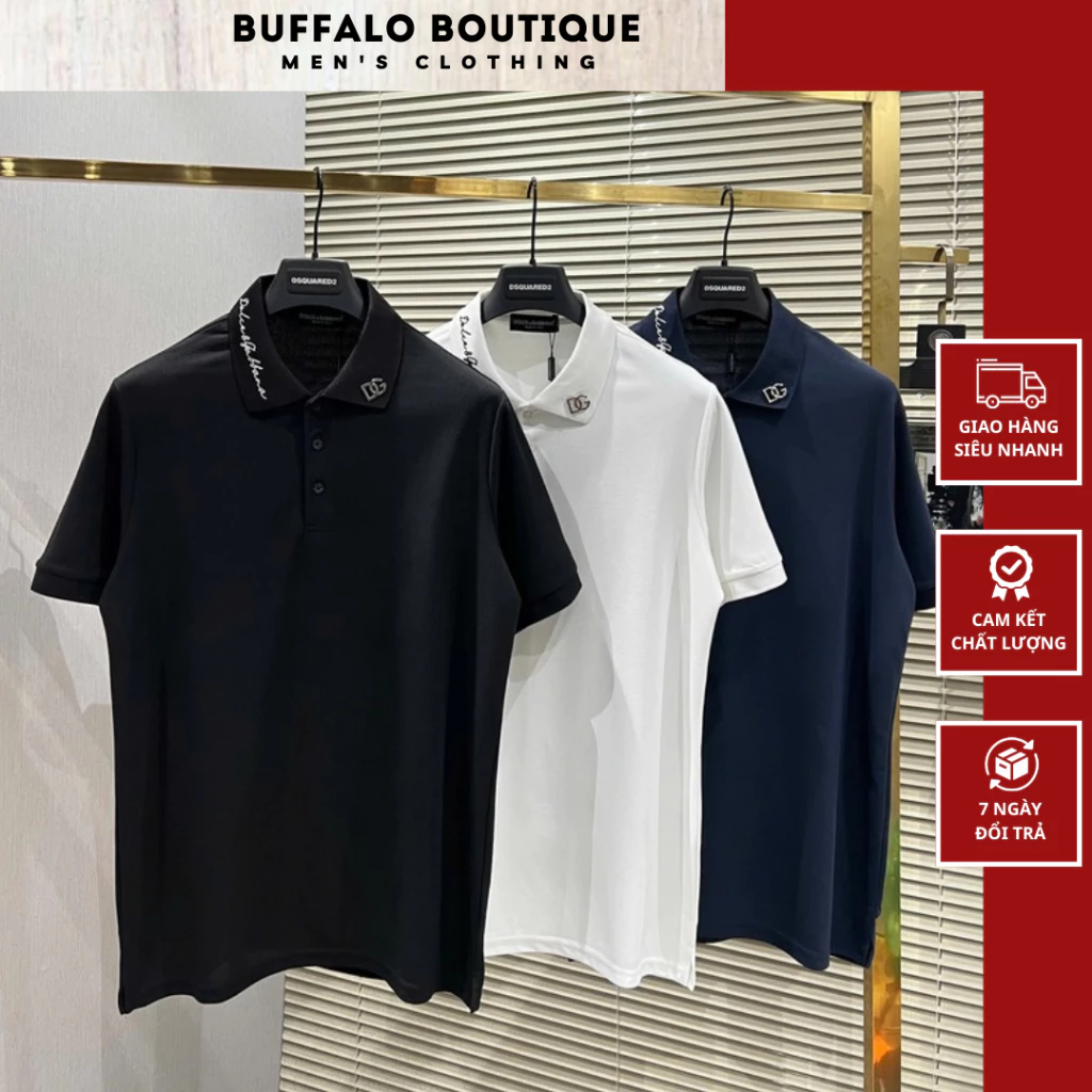 Áo Polo Nam Đôn Chề Đính Chữ Đê Gờ Cổ Áo V2 Siêu Nét - Polo Nam Nữ Đôn Chề Thêu Logo Cổ Áo Siêu Đẹp