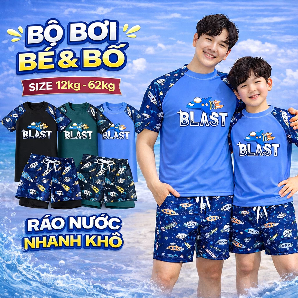 Đồ Bơi Bé Trai Bé Gái Size Đại 45kg 50kg - Sét Đồ Đi Bơi Đi Biển Mùa Hè Cho Bé - Bộ Bơi Bé Trai Blast