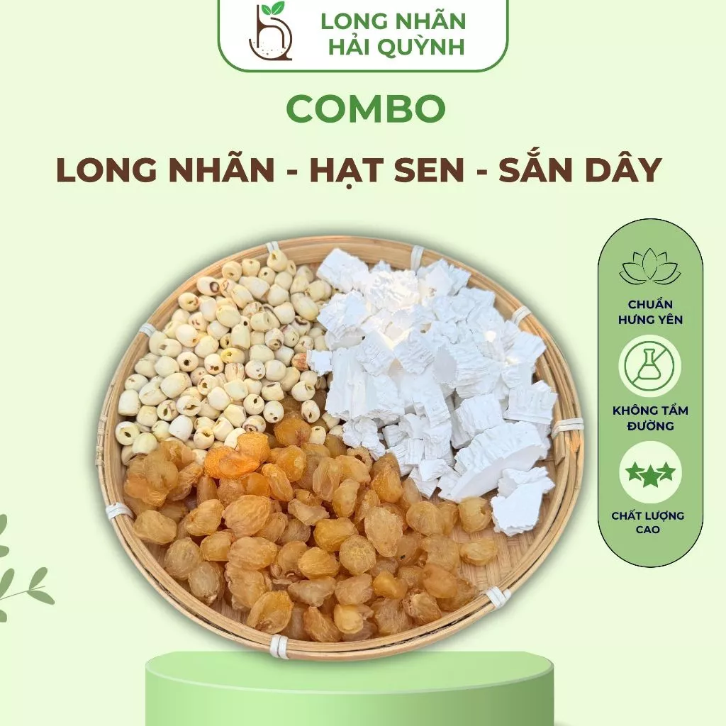 Set Gồm Long Nhãn Hưng Yên - Hạt Sen - Bột Sắn Dây Tiện Dụng, Dùng Nấu Chè