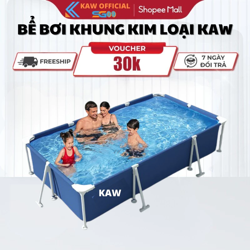 Bể Bơi Khung Kim Loại KAW, Chịu Lực Tốt, Khung Kim Loại Chắc Chắn Và Thoải Mái, Lỗi 1 Đổi 1