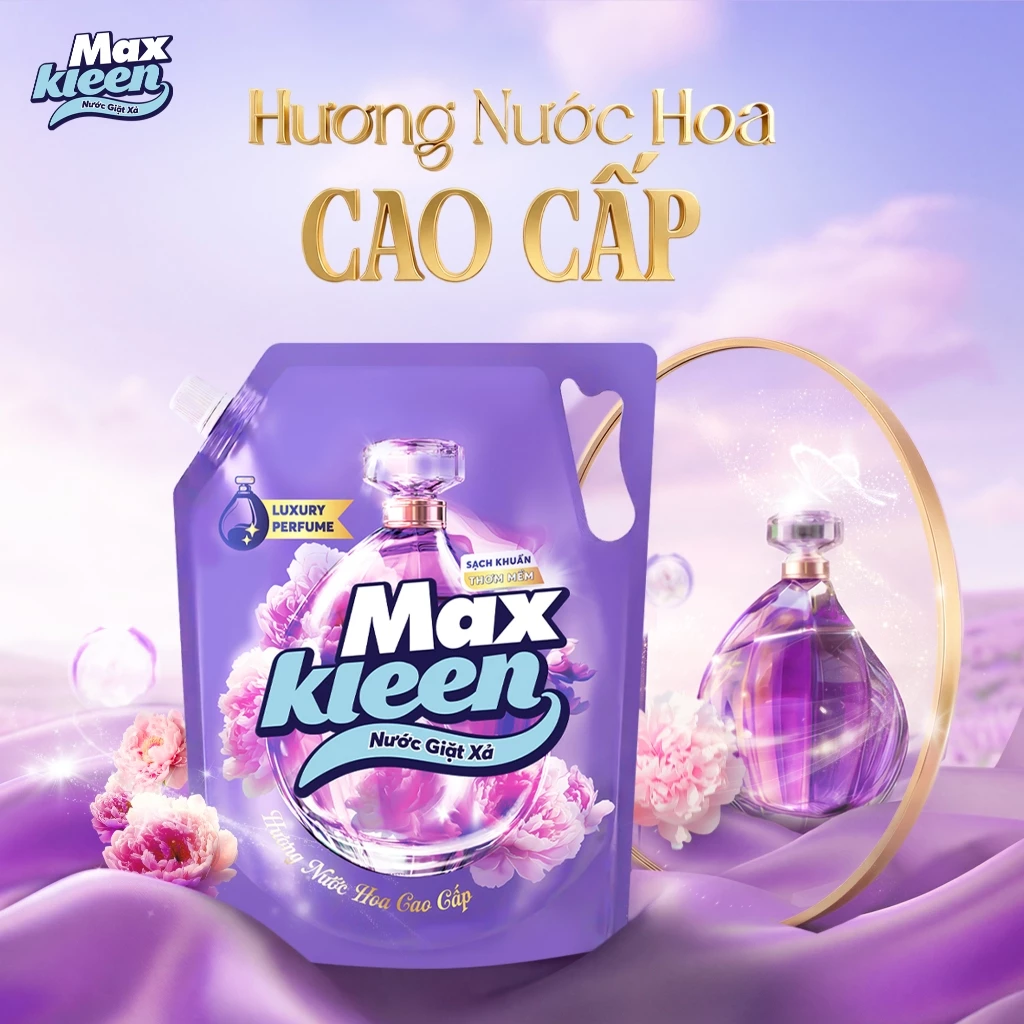 Combo 2 Nước Giặt Xả MaxKleen Hương Nước Hoa Cao Cấp