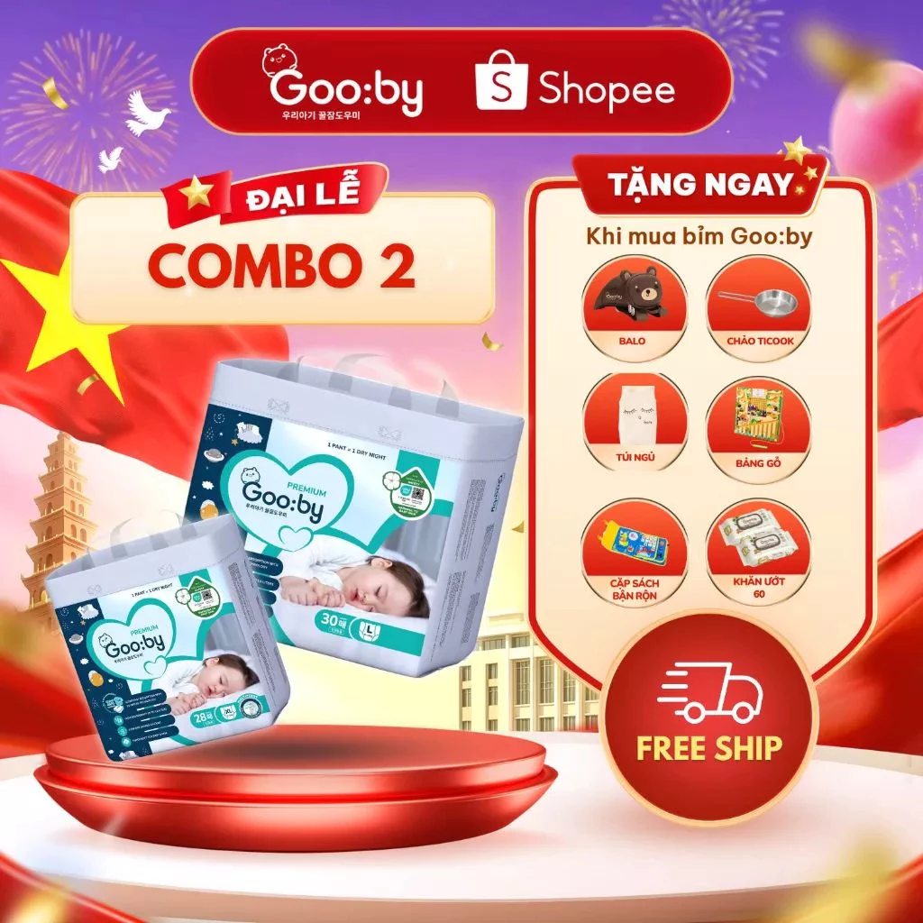 ✅ [KÈM QUÀ] Combo 2 bịch Tã/Bỉm Gooby Extra, Gooby Premium Chính hãng, bỉm ngày, bỉm đêm, giá rẻ