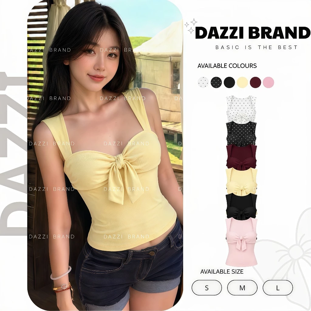 [KÈM MÚT] Áo 3 lỗ phối nơ chất cotton DAZZI Women A084