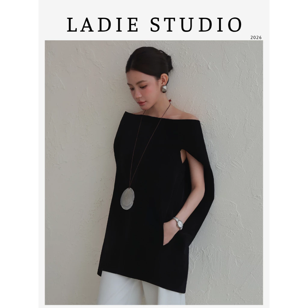 [LADIE STUDIO] Áo nhung nữ tay ngắn Ladie Studio – áo ôm dáng cổ ngang quyến rũ thanh lịch - AO02