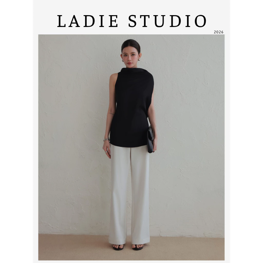 [LADIE STUDIO] Quần tây nữ suông dài - quần công sở cạp cao form rộng thanh lịch tôn dáng - QT01