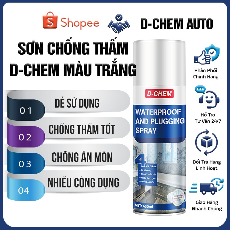 Sơn Xịt Chống Thấm Dột D-Chem [Chính Hãng] Chuyên Dụng Waterproof Dùng Cho Góc…