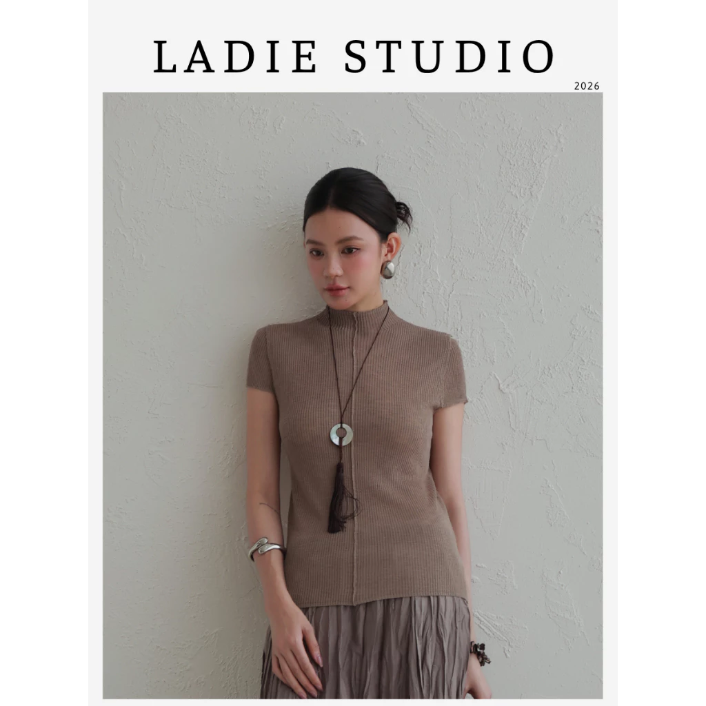 [LADIE STUDIO] Áo cổ lọ nữ dáng ôm tay ngắn – áo len basic tôn dáng thanh lịch AO25