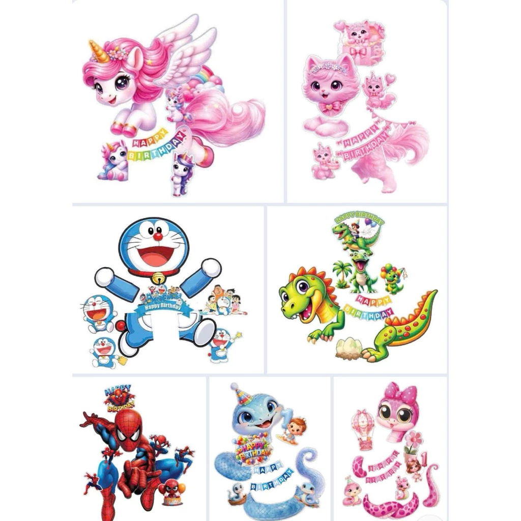 Phụ kiện (sticker) làm tháp bánh kẹo đẹp, xinh xắn - sticker dày dặn trang trí tháp bánh sinh nhật ( Không in tên)