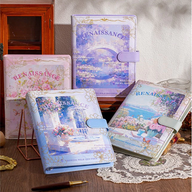 Album đựng 160 ảnh 6x9 bìa bằng da PU tranh sơn dầu kiểu retro, album lưu trữ ảnh, quà tặng