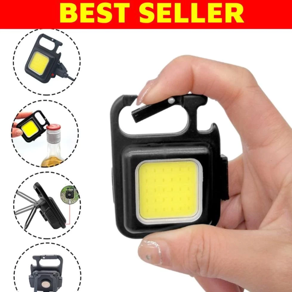 Đèn Pin Led Mini Siêu Sáng COB - Đèn Pin Móc Khóa Dùng Mở Nắp Chai Đa Năng ,Tích điệ và Nhấp Nháy - Sạc Usb