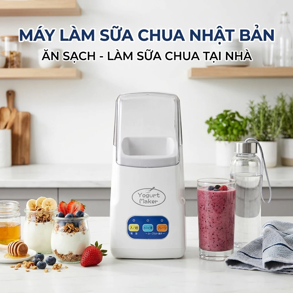 Máy Làm Sữa Chua Yogurt Maker Nhật Bản,Chế Độ Cứng Và Mềm Nhanh tiện lợi