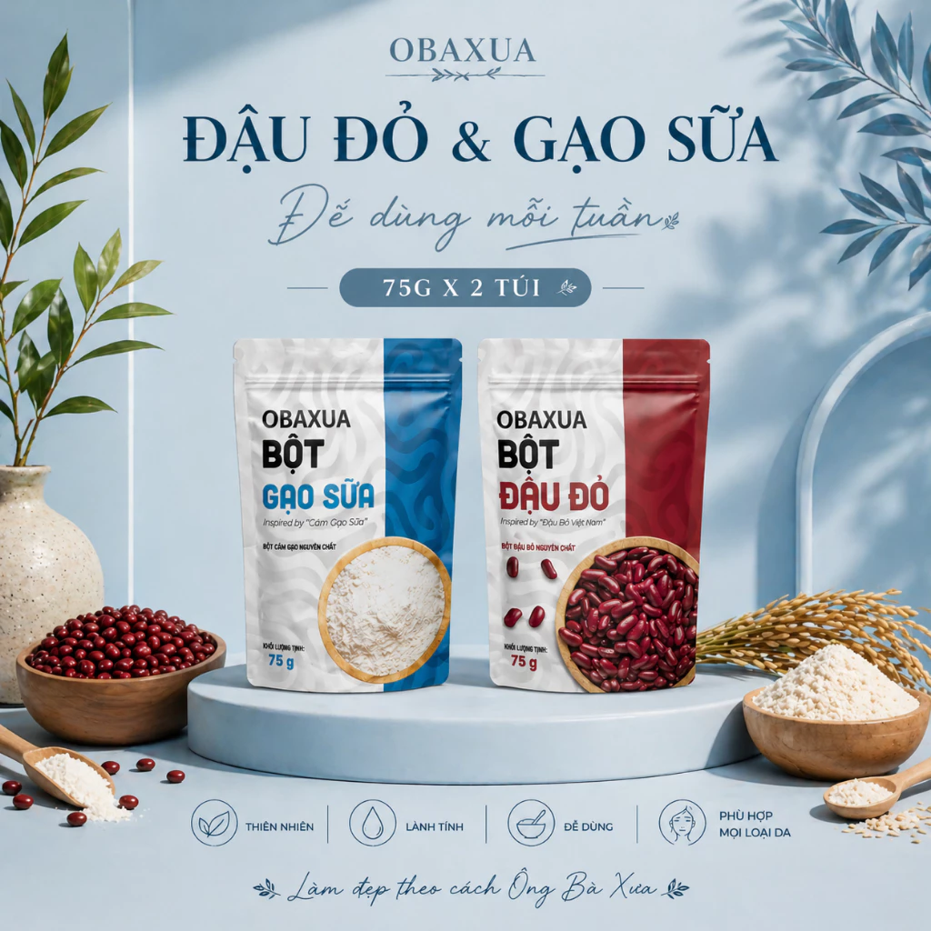 OBAXUA – Combo Đậu Đỏ & gạo sữa – Dễ Dùng Mỗi Tuần | 75g