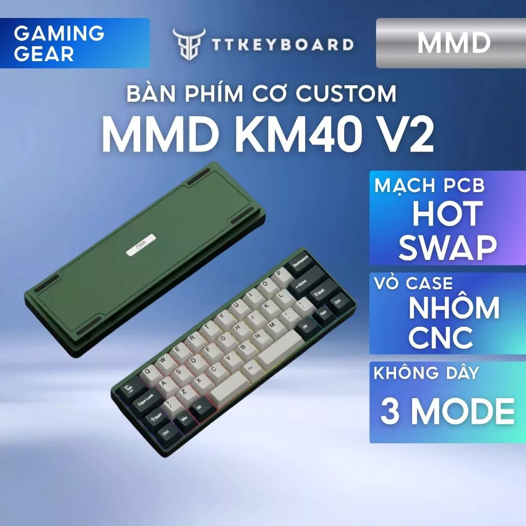 [Hỏa Tốc] Bàn Phím Cơ Không Dây Nhôm CNC MMD KM40 Layout 40 Nhỏ Gọn 3 Mode Hỗ Trợ QMK VIA