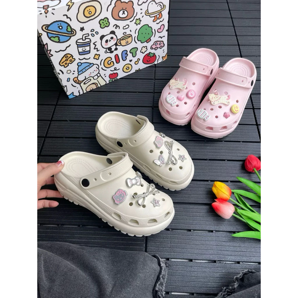 [ TẶNG CHARM ] Dép Sục Quai Hậu Đế Cao Êm Chân Êm Chân/ Bảo Hành/ Hỗ trợ đổi size