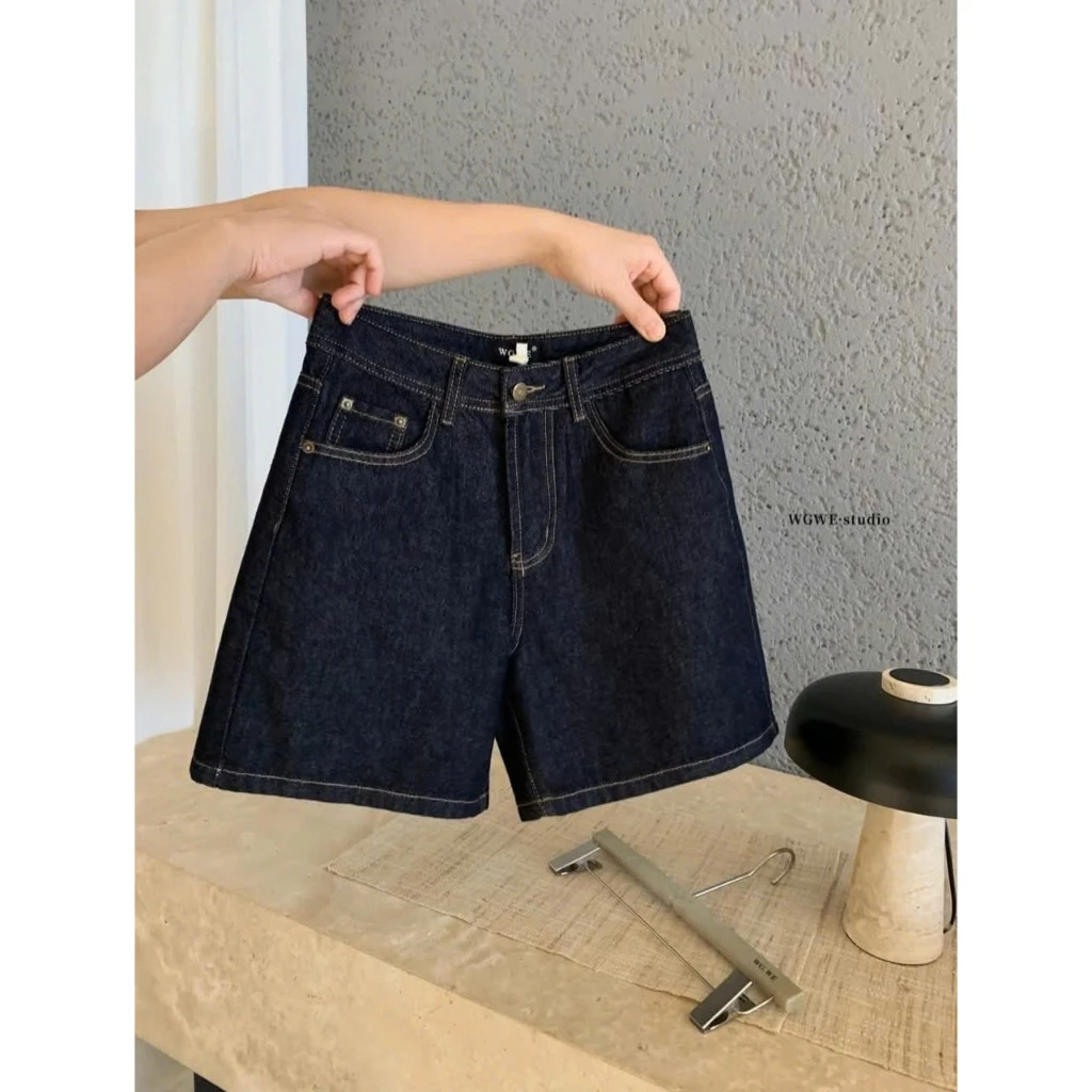 [MẪU MỚI] Quần Short Jean Denim Dáng Chữ A, Cạp Cao Che Khuyết Điểm, Ống Rộng, Tôn Dáng-HOTTREND 2026