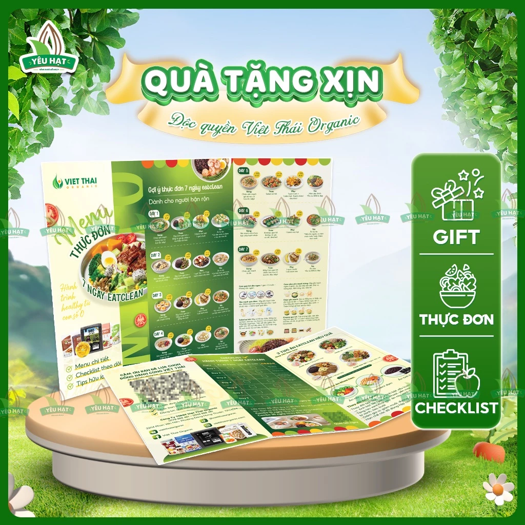[HÀNG TẶNG KHÔNG BÁN] Thực Đơn Checklist Combo Eatclean Gạo Lứt Yến Mạch Hạt Chia Yêu Hạt