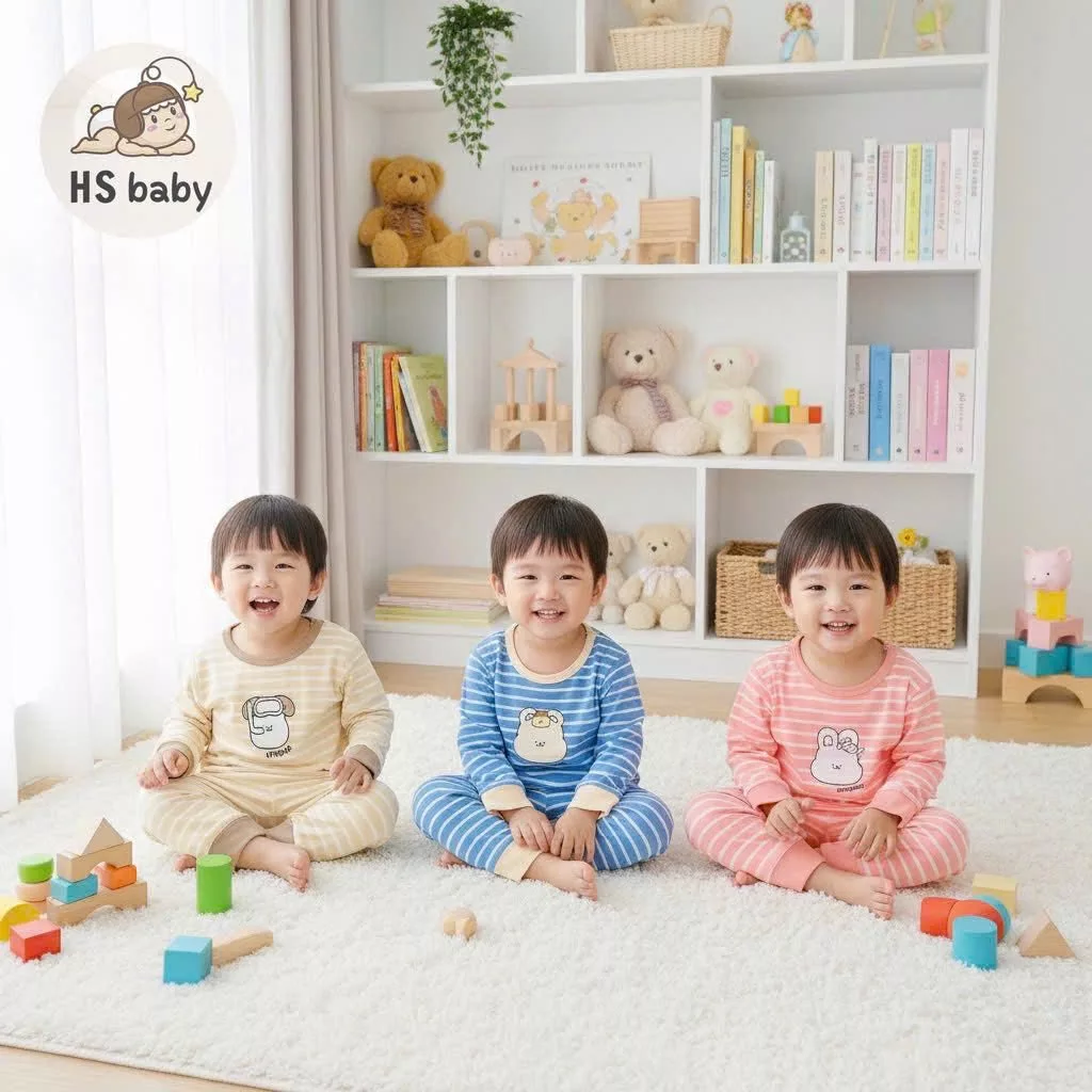 Bộ dài HSBABY thun lạnh MODE LINE mềm mát cho bé mặc hè