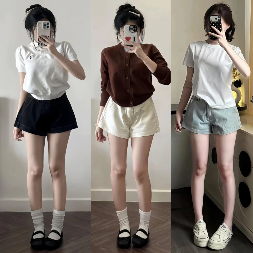 [Hàng mới về] Quần Short Jean MIAA cạp trễ màu trắng dáng ngắn chất thoáng mát KHÔNG NHĂN bigsize