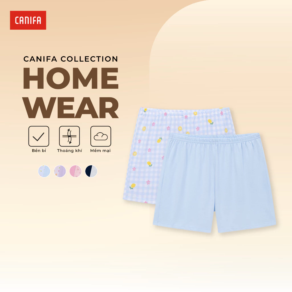 Combo 2 quần short bé trai CANIFA mặc nhà chất cotton mềm mịn thoáng mát in họa tiết PS26 2LA26S004