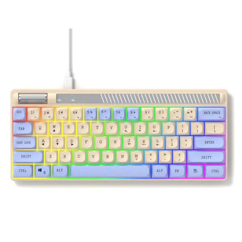Bàn phím có dây K21, K22 giả cơ có 8 chế độ led RGB gaming có núm xoay chỉnh âm lượng