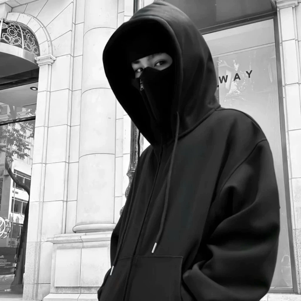 Áo Khoác Hoodie Zip Ninja Cổ Cao Phong Cách Ninja Che Mặt Mũ Rộng Siêu Ngầu - Áo Chống Nắng Ninja Hot Hit