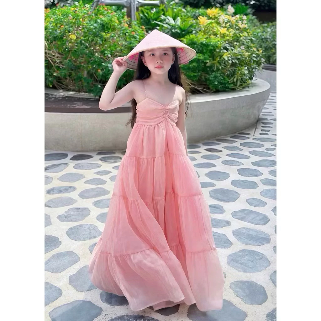 [Maxi] A2~ Set maxi bé gái 2 dây dáng dài voan tơ 2 lớp siêu xinh (9-35kg)