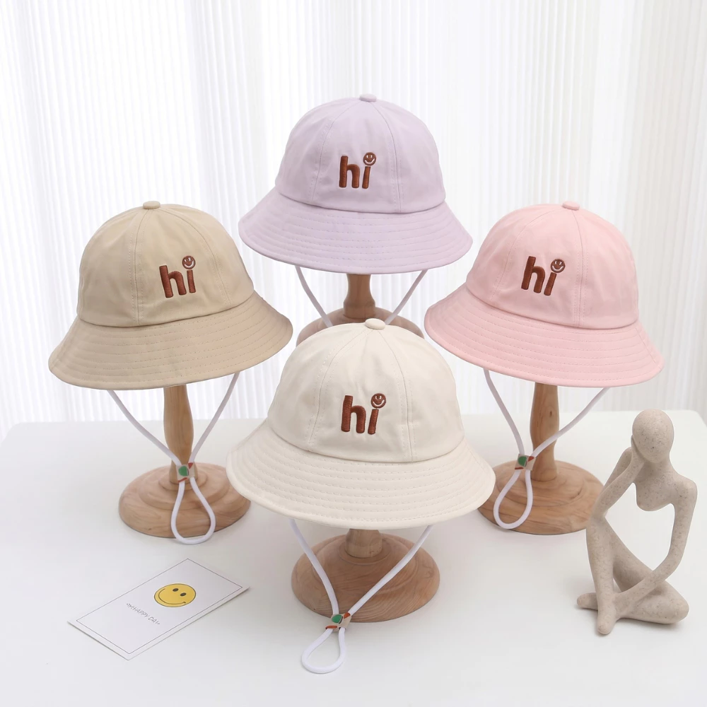 Mũ vành tròn thêu hình Gấu có quai phong cách Hàn Quốc cho bé trai bé gái từ 2 đến 6 tuổi-SHOPGIAYTUI388
