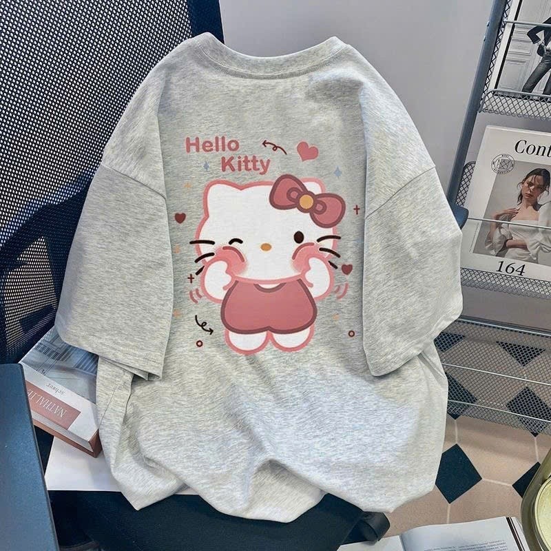Áo thun áo phông nữ from rộng kity xám cute trắng Dễ Thương 40-65kg