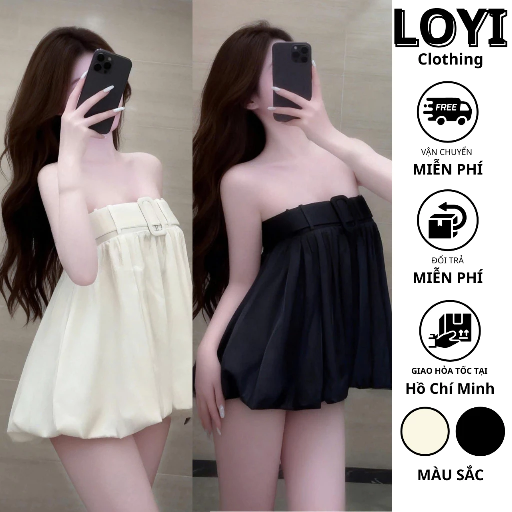 [Hỏa Tốc] Áo Quây Phối Đai Ngực Dáng Babydoll - Áo Nữ 2 Dây Form Rộng Phong Cách Tiểu Thư Sang Chảnh