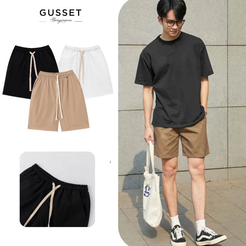 [MỞ BÁN] Quần Short Nam Kaki Dù Gusset Form Ngắn Cạp Chun, Quần Đùi Cộc Thoáng Mát Đi Biển