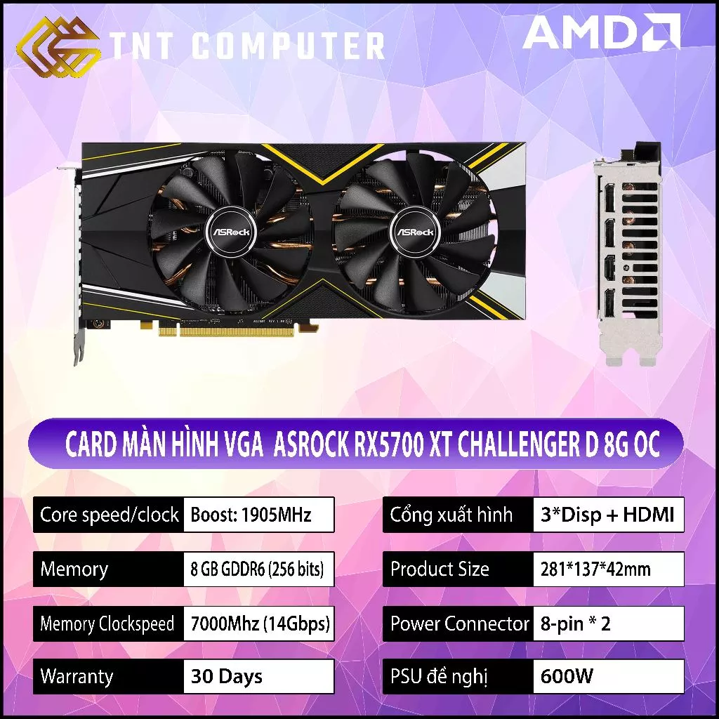VGA - RX 5700 XT AsRock Challenger D 8G OC 2nd Cam kết đẹp zin