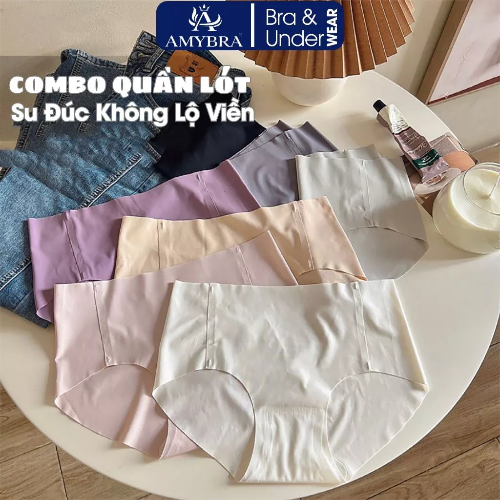 Combo Quần Lót Nữ Tàng Hình Không Lo Cuộn Mép - Quần Chip Nữ Su Mịn Thoải Mái Thoáng Khí AMYBRA L059