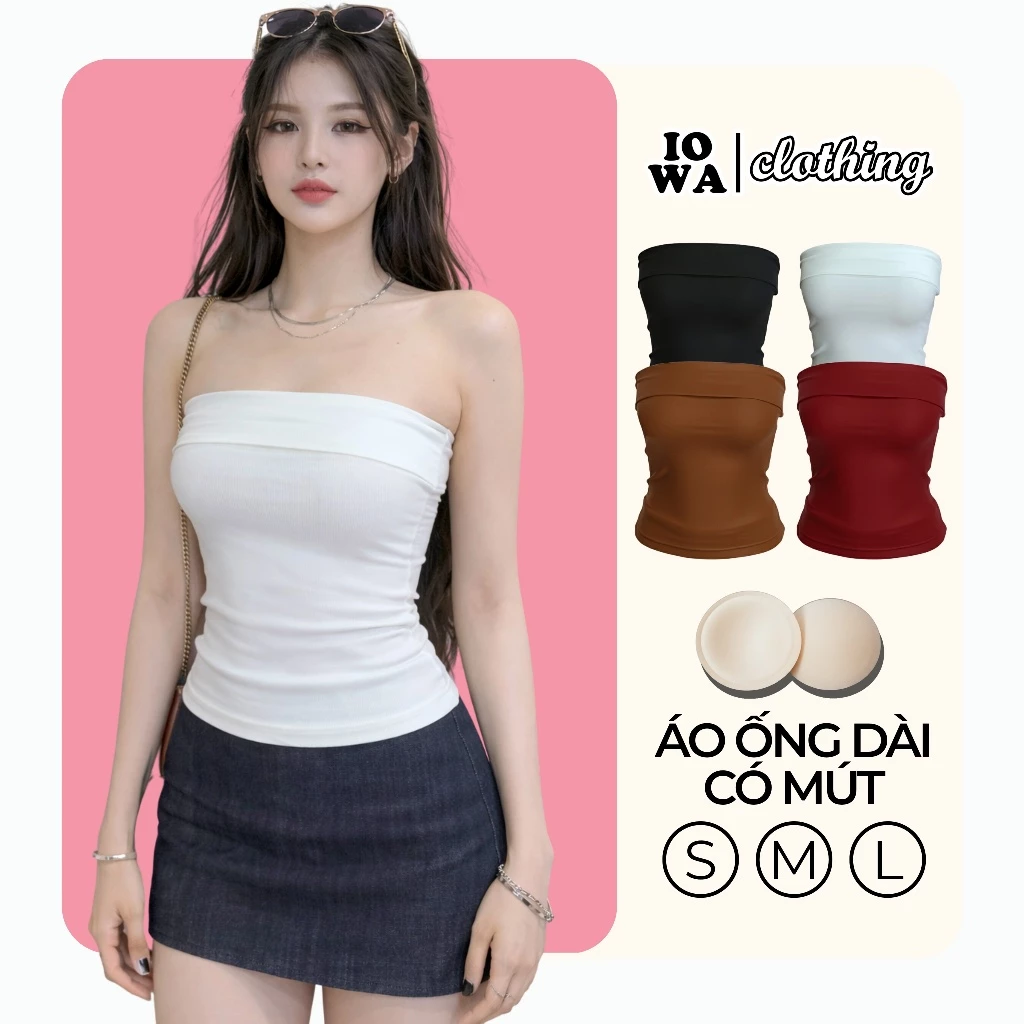 [XẢ HÀNG] Áo Ống Nữ Phom Dài Có Mút Ôm Body IOWA BM81 - Thun Gân Co Giãn, Quây Tôn Dáng
